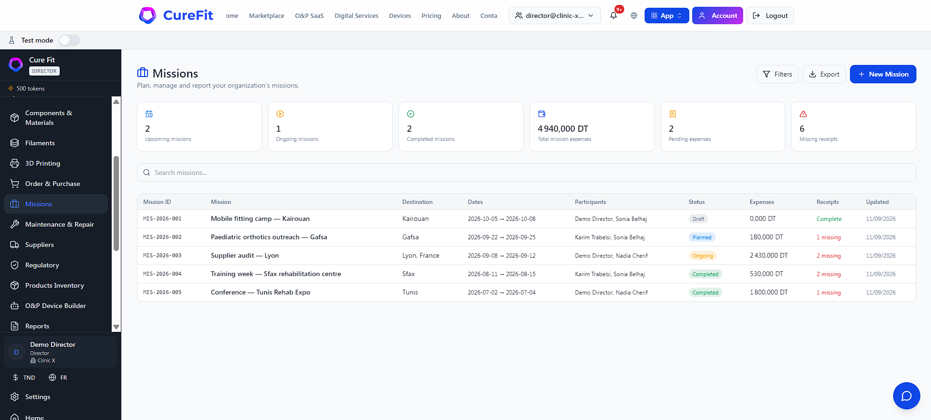 Gestion des missions